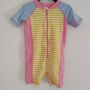 Hanna Andersson 85 2T Swimsuit Bathing Suit Rash Guard One Piece Zipper